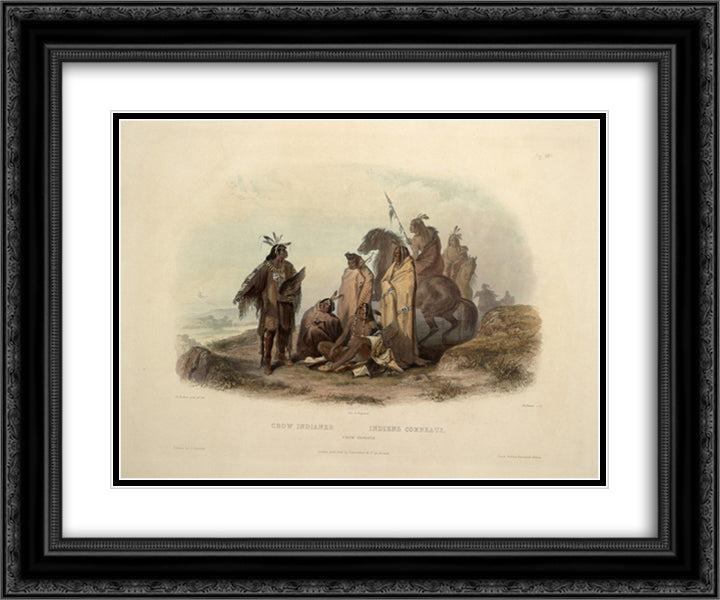 Crow Indians, plate 13 from volume 1 of `Travels in the Interior of North America' 24x20 Black Ornate Wood Framed Art Print Poster with Double Matting by Bodmer, Karl