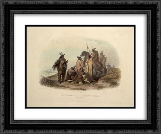 Crow Indians, plate 13 from volume 1 of `Travels in the Interior of North America' 24x20 Black Ornate Wood Framed Art Print Poster with Double Matting by Bodmer, Karl