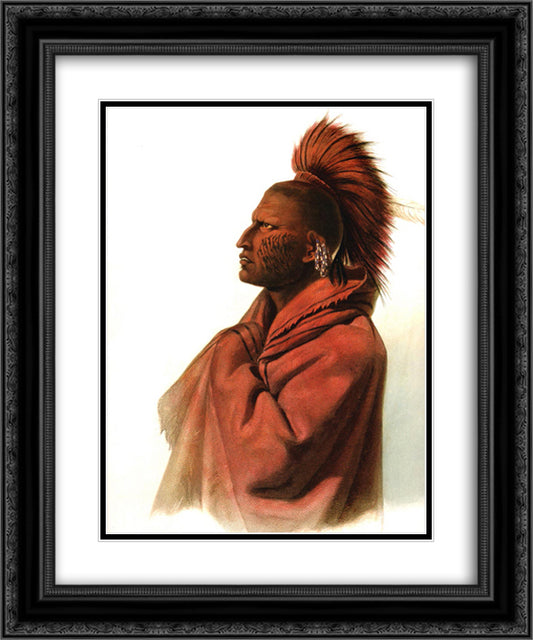 Massika-Saki Indian, Wakusasse-Musquake Indian, plate 3 from Volume 1 of 'Travels in the Interior of North America' 20x24 Black Ornate Wood Framed Art Print Poster with Double Matting by Bodmer, Karl