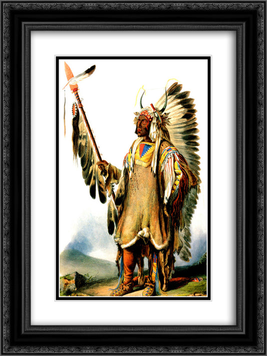 Mato Tope Mandan Chief 18x24 Black Ornate Wood Framed Art Print Poster with Double Matting by Bodmer, Karl