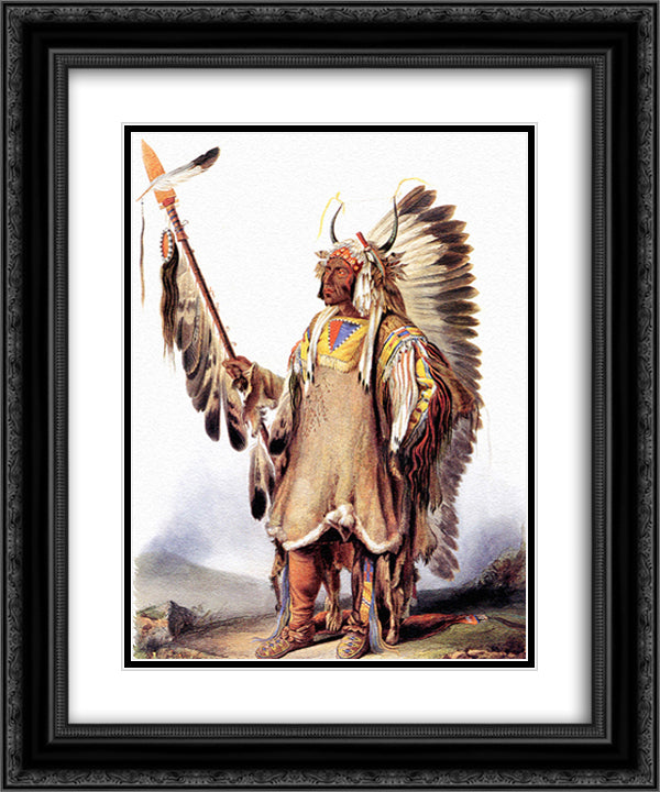 Mato-Tope, a Mandan chief 20x24 Black Ornate Wood Framed Art Print Poster with Double Matting by Bodmer, Karl