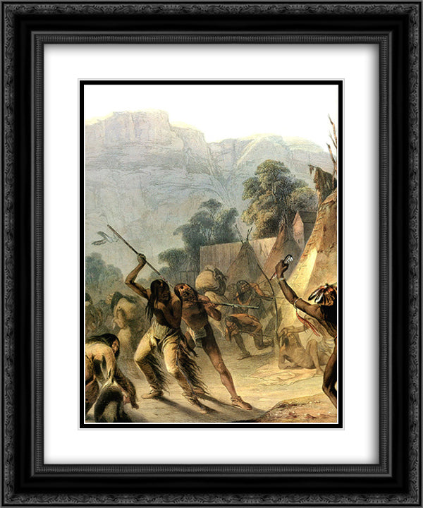 Missouri Indians 20x24 Black Ornate Wood Framed Art Print Poster with Double Matting by Bodmer, Karl
