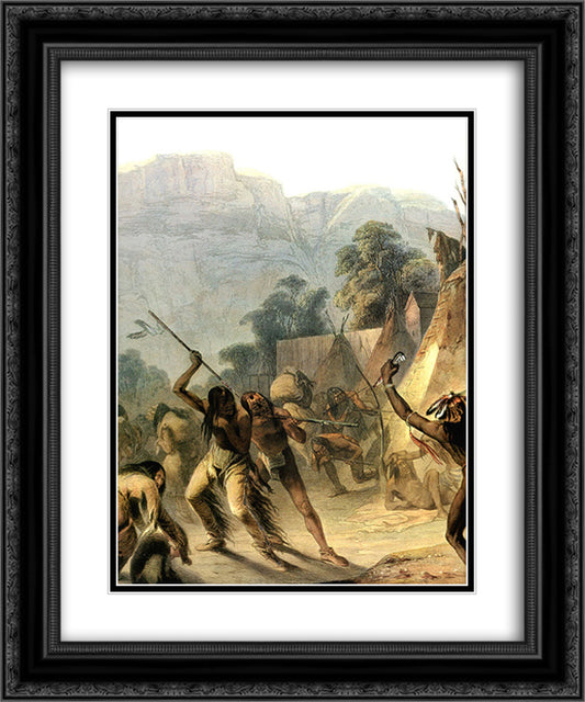 Missouri Indians 20x24 Black Ornate Wood Framed Art Print Poster with Double Matting by Bodmer, Karl