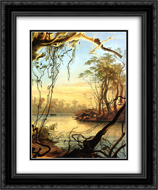Mouth of the Wabash [ Indiana ] 20x24 Black Ornate Wood Framed Art Print Poster with Double Matting by Bodmer, Karl