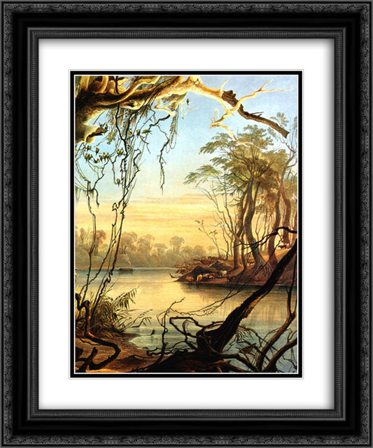 Mouth of the Wabash [ Indiana ] 20x24 Black Ornate Wood Framed Art Print Poster with Double Matting by Bodmer, Karl