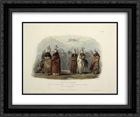 Ptihn-Tak-Ochata, Dance of the Mandan Women, plate 28 from Volume 1 of 'Travels in the Interior of North America' 24x20 Black Ornate Wood Framed Art Print Poster with Double Matting by Bodmer, Karl