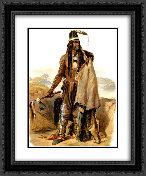 Rolled Scalp 20x24 Black Ornate Wood Framed Art Print Poster with Double Matting by Bodmer, Karl