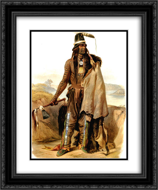 Rolled Scalp 20x24 Black Ornate Wood Framed Art Print Poster with Double Matting by Bodmer, Karl