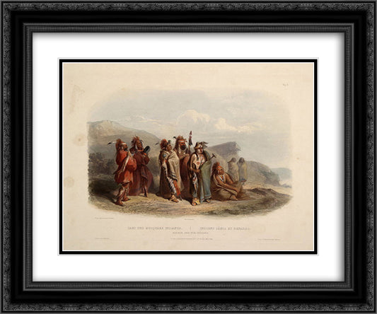 Saukie and Fox Indians, plate 20 from Volume 1 of 'Travels in the Interior of North America' 24x20 Black Ornate Wood Framed Art Print Poster with Double Matting by Bodmer, Karl