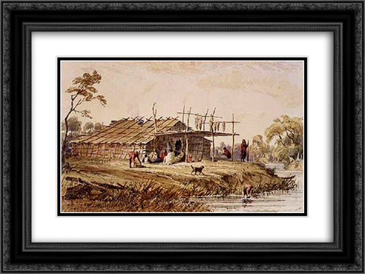 Summerhouse of Wahpeton 24x18 Black Ornate Wood Framed Art Print Poster with Double Matting by Bodmer, Karl