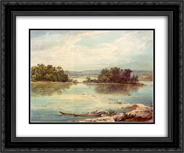 Susquehanna near Harrisburg, Pennsylvania 24x20 Black Ornate Wood Framed Art Print Poster with Double Matting by Bodmer, Karl