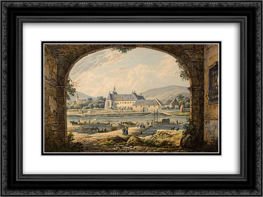 The Cusanusstift in Bernkastel Kues 24x18 Black Ornate Wood Framed Art Print Poster with Double Matting by Bodmer, Karl