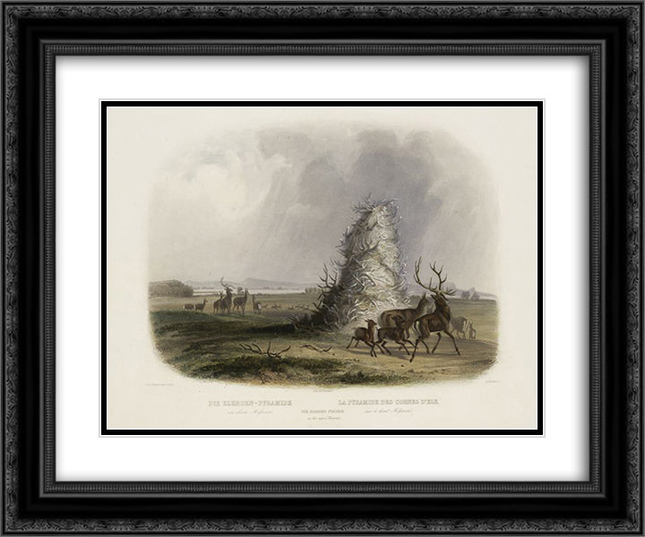 The Elkhorn Pyramid on the Upper Missouri, plate 13 from Volume 2 of 'Travels in the Interior of North America' 24x20 Black Ornate Wood Framed Art Print Poster with Double Matting by Bodmer, Karl