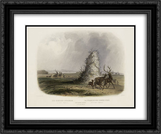 The Elkhorn Pyramid on the Upper Missouri, plate 13 from Volume 2 of 'Travels in the Interior of North America' 24x20 Black Ornate Wood Framed Art Print Poster with Double Matting by Bodmer, Karl