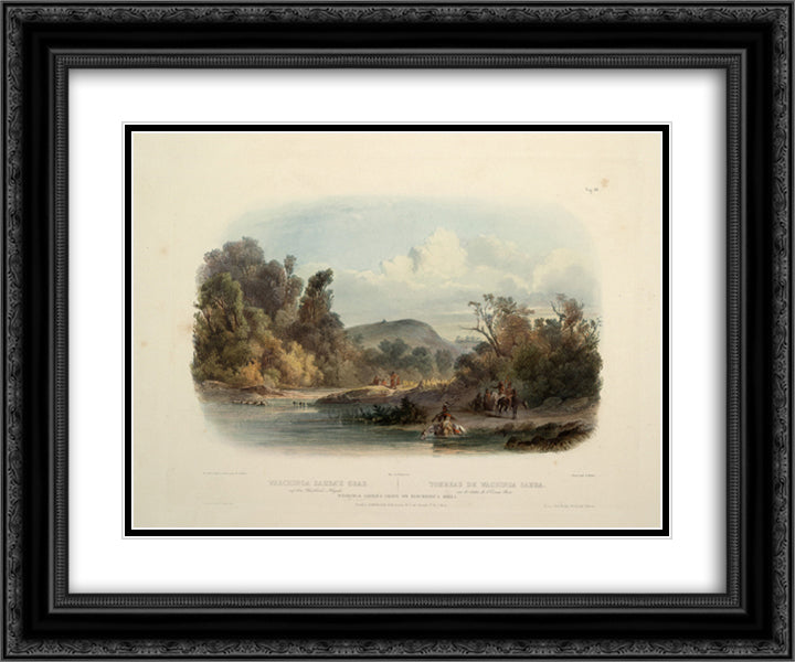 Washinga Saba's grave on Blackbirds hill, plate 12 from Volume 2 of 'Travels in the Interior of North America' 24x20 Black Ornate Wood Framed Art Print Poster with Double Matting by Bodmer, Karl