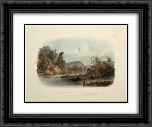 Washinga Saba's grave on Blackbirds hill, plate 12 from Volume 2 of 'Travels in the Interior of North America' 24x20 Black Ornate Wood Framed Art Print Poster with Double Matting by Bodmer, Karl