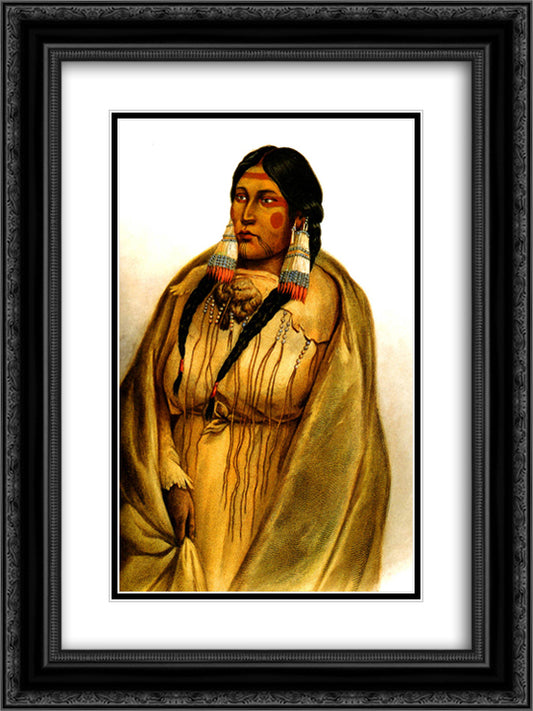 Woman of The Cree Tribe 18x24 Black Ornate Wood Framed Art Print Poster with Double Matting by Bodmer, Karl