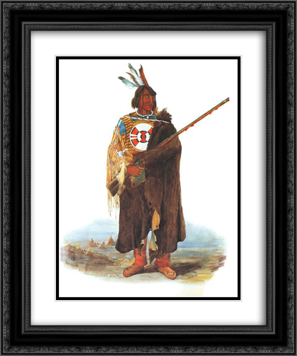 Young Amerindian 20x24 Black Ornate Wood Framed Art Print Poster with Double Matting by Bodmer, Karl