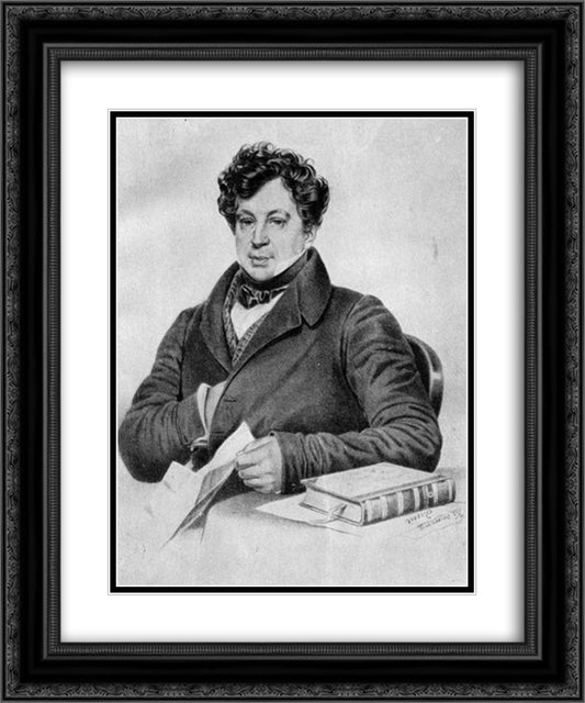 Aleksandr Turgenev 20x24 Black Ornate Wood Framed Art Print Poster with Double Matting by Bryullov, Karl