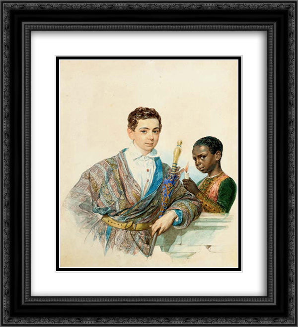Anatole Demidov 20x22 Black Ornate Wood Framed Art Print Poster with Double Matting by Bryullov, Karl