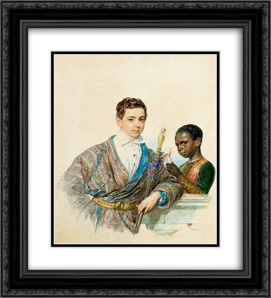 Anatole Demidov 20x22 Black Ornate Wood Framed Art Print Poster with Double Matting by Bryullov, Karl