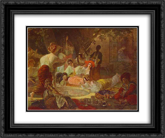 Fountain in Bakhchi-Sarai 24x20 Black Ornate Wood Framed Art Print Poster with Double Matting by Bryullov, Karl