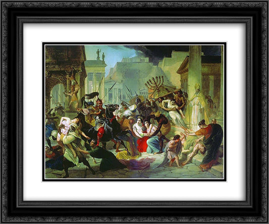 Genserich's Invasion of Rome 24x20 Black Ornate Wood Framed Art Print Poster with Double Matting by Bryullov, Karl