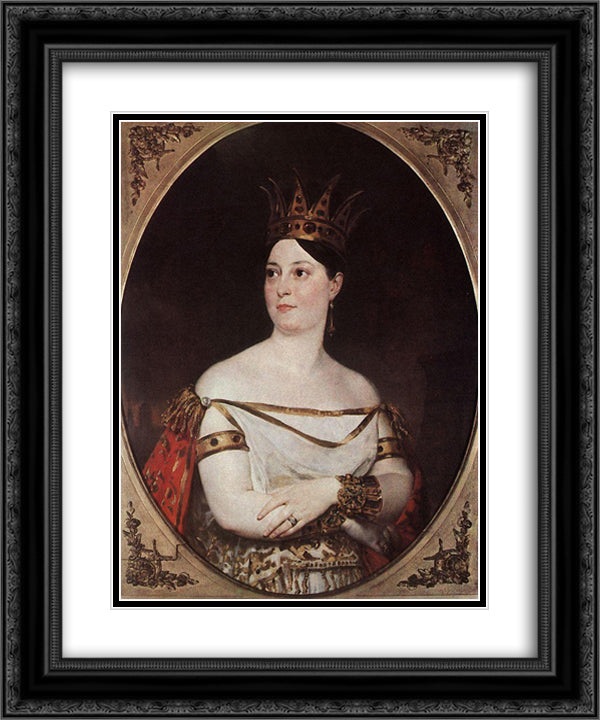 Giuseppina Ronzi de Begnis 20x24 Black Ornate Wood Framed Art Print Poster with Double Matting by Bryullov, Karl