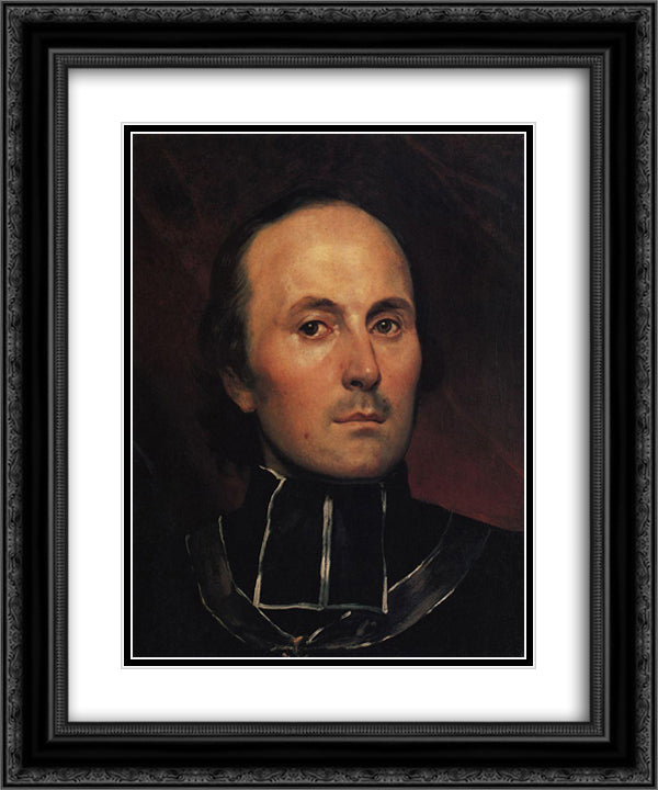 Head of an Abbot 20x24 Black Ornate Wood Framed Art Print Poster with Double Matting by Bryullov, Karl