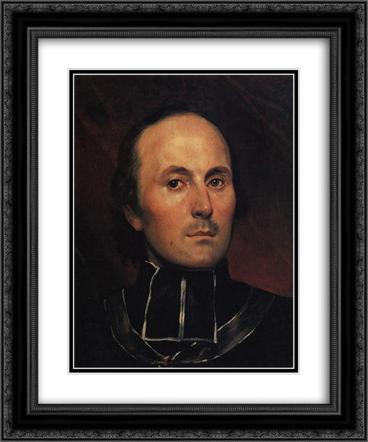 Head of an Abbot 20x24 Black Ornate Wood Framed Art Print Poster with Double Matting by Bryullov, Karl