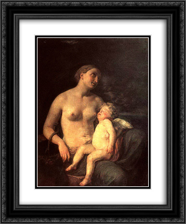 Hope feeding love 20x24 Black Ornate Wood Framed Art Print Poster with Double Matting by Bryullov, Karl