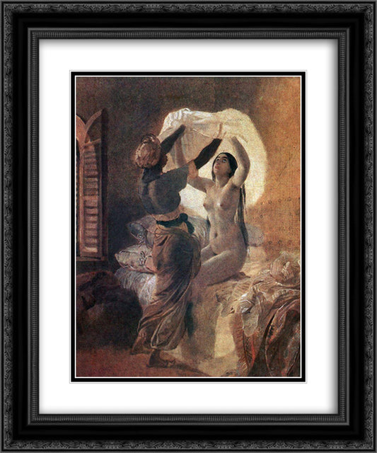 In a Harem. By Allah's Order Underwear Should Be Changed Once a Year 20x24 Black Ornate Wood Framed Art Print Poster with Double Matting by Bryullov, Karl