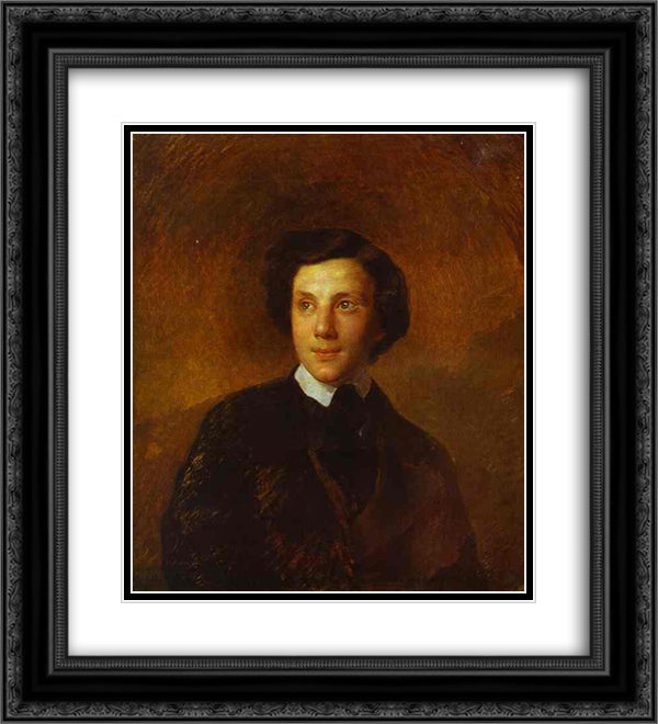 Portrait of A. A. Abaz 20x22 Black Ornate Wood Framed Art Print Poster with Double Matting by Bryullov, Karl