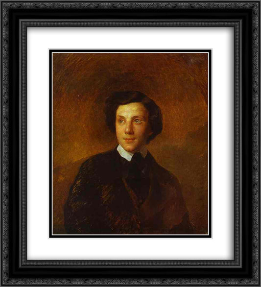 Portrait of A. A. Abaz 20x22 Black Ornate Wood Framed Art Print Poster with Double Matting by Bryullov, Karl