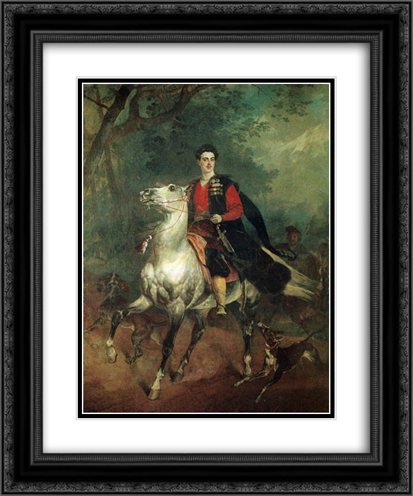 Portrait of A. N. Demidov, Prince of San-Donato 20x24 Black Ornate Wood Framed Art Print Poster with Double Matting by Bryullov, Karl