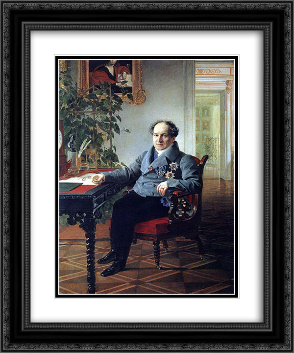 Portrait of a member of the State Council of the book A. N. Holytsyna 20x24 Black Ornate Wood Framed Art Print Poster with Double Matting by Bryullov, Karl