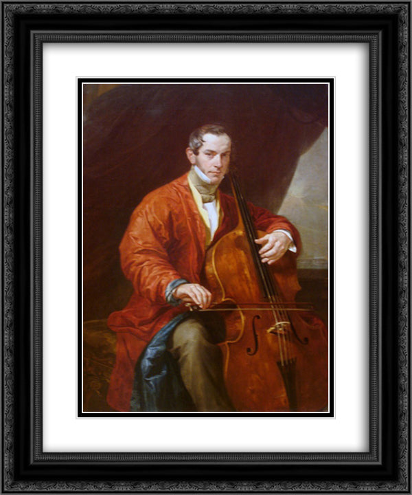 Portrait of a Musician M. Vielgorsky 20x24 Black Ornate Wood Framed Art Print Poster with Double Matting by Bryullov, Karl