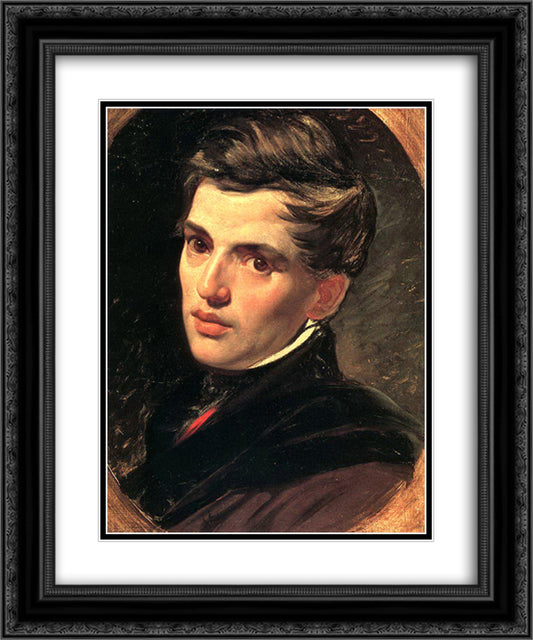 Portrait of Alexander Bruloff 20x24 Black Ornate Wood Framed Art Print Poster with Double Matting by Bryullov, Karl
