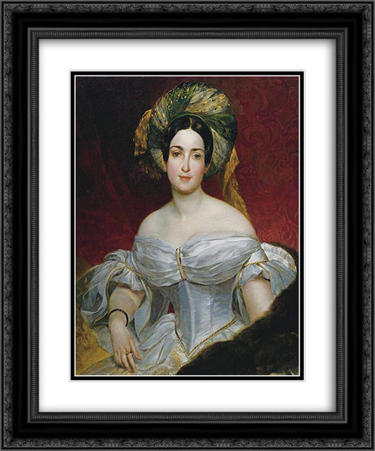 Portrait of Aurora Demidova 20x24 Black Ornate Wood Framed Art Print Poster with Double Matting by Bryullov, Karl