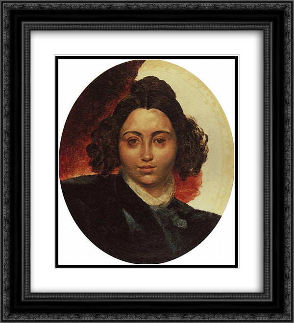 Portrait of Baroness I. I. Klodt 20x22 Black Ornate Wood Framed Art Print Poster with Double Matting by Bryullov, Karl