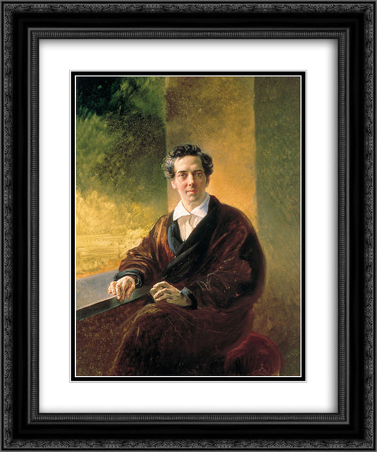 Portrait of Count A. A. Perovsky (the Writer Anton Pogorelsky) 20x24 Black Ornate Wood Framed Art Print Poster with Double Matting by Bryullov, Karl