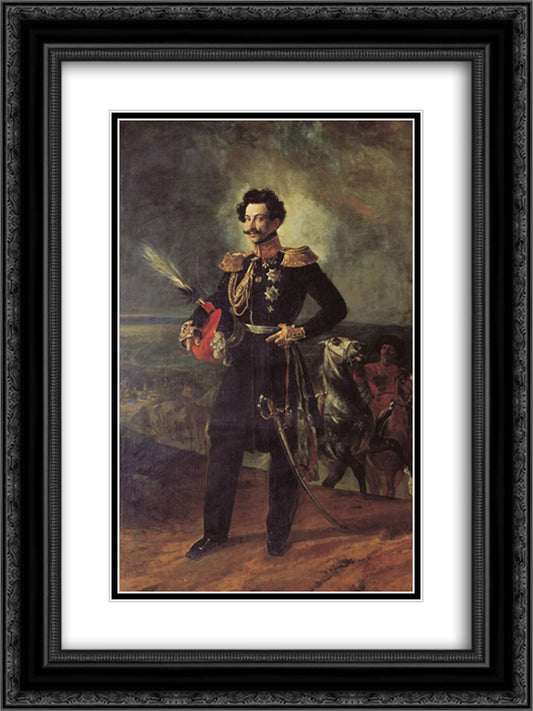 Portrait of Count V. A. Perovsky 18x24 Black Ornate Wood Framed Art Print Poster with Double Matting by Bryullov, Karl