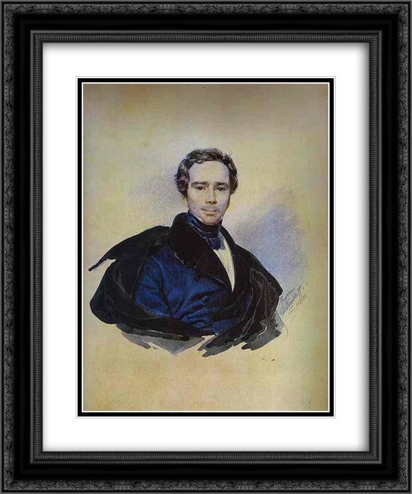 Portrait of F. F. Golytzin 20x24 Black Ornate Wood Framed Art Print Poster with Double Matting by Bryullov, Karl