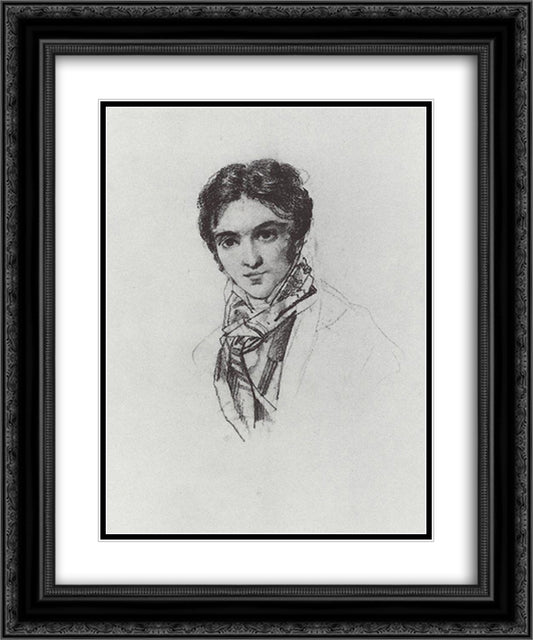 Portrait of F.A. Bruni 20x24 Black Ornate Wood Framed Art Print Poster with Double Matting by Bryullov, Karl