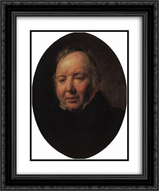 Portrait of Francesco Ascani 20x24 Black Ornate Wood Framed Art Print Poster with Double Matting by Bryullov, Karl