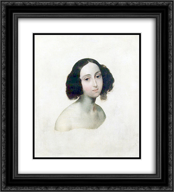 Portrait of Grand Duchess Olga Nikolaevna 20x22 Black Ornate Wood Framed Art Print Poster with Double Matting by Bryullov, Karl