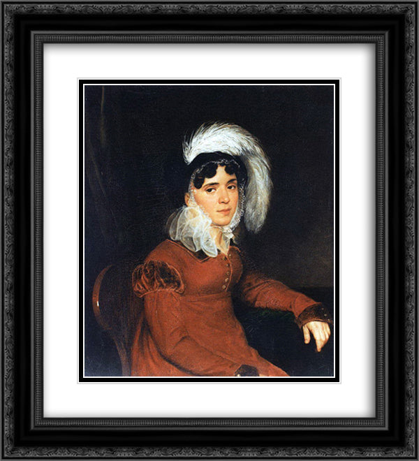Portrait of M. A. Kikina 20x22 Black Ornate Wood Framed Art Print Poster with Double Matting by Bryullov, Karl