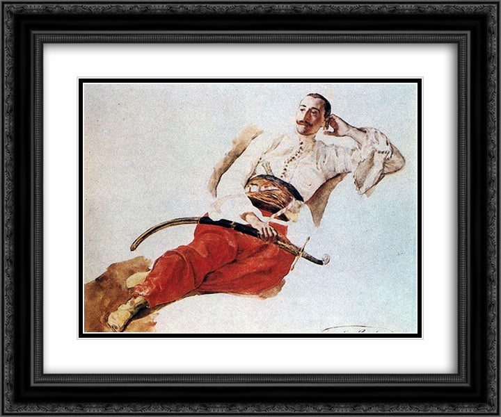 Portrait of P. A. Chikhachev 24x20 Black Ornate Wood Framed Art Print Poster with Double Matting by Bryullov, Karl