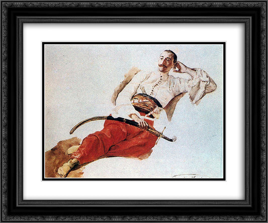 Portrait of P. A. Chikhachev 24x20 Black Ornate Wood Framed Art Print Poster with Double Matting by Bryullov, Karl