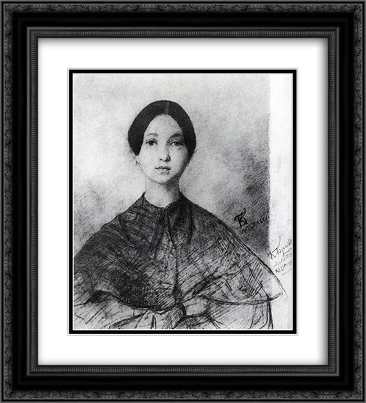 Portrait of P. Sokolova, the artist's sister 20x22 Black Ornate Wood Framed Art Print Poster with Double Matting by Bryullov, Karl